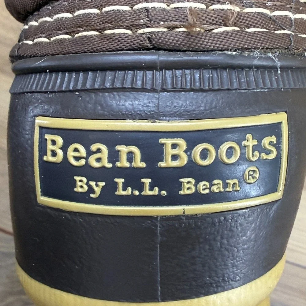 LL Bean Quilted Nylon Ankle Duck Boots Womens 9 M Brown Shearling Lined Fall
